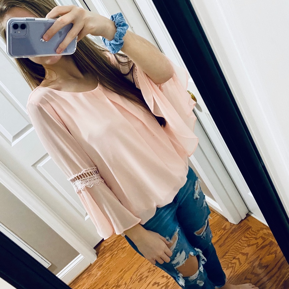 Pink Dressy Top w/ flare sleeves